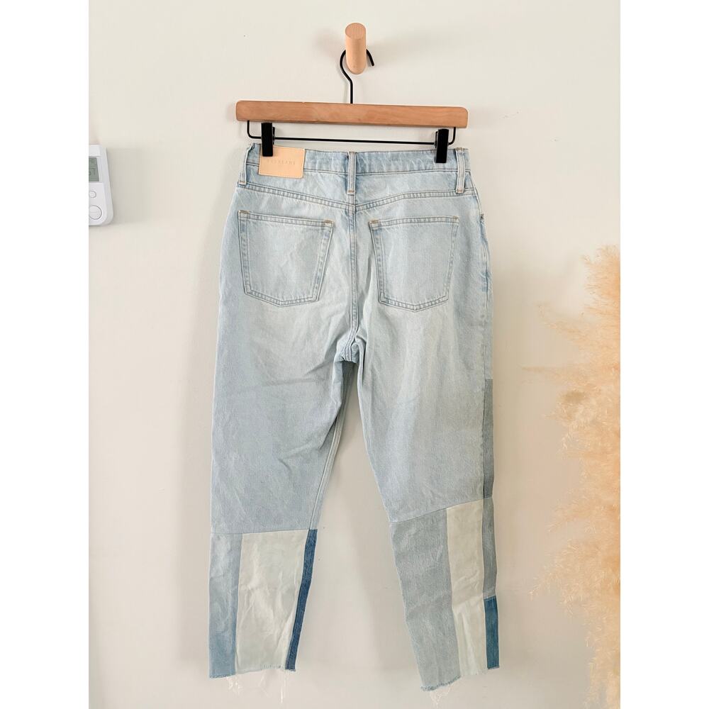 Everlane The 90s Cheeky Mended Jeans Size 26 Patchwork Indigo Crop Raw Hem - Picture 8 of 11